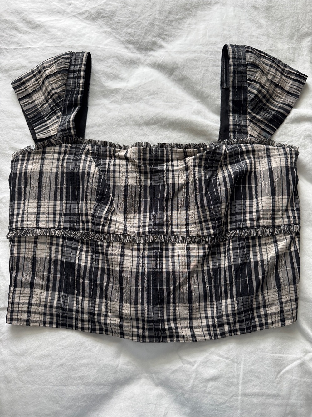 Antonio Melani Women’s Black and White Plaid Square-Neck Crop Top